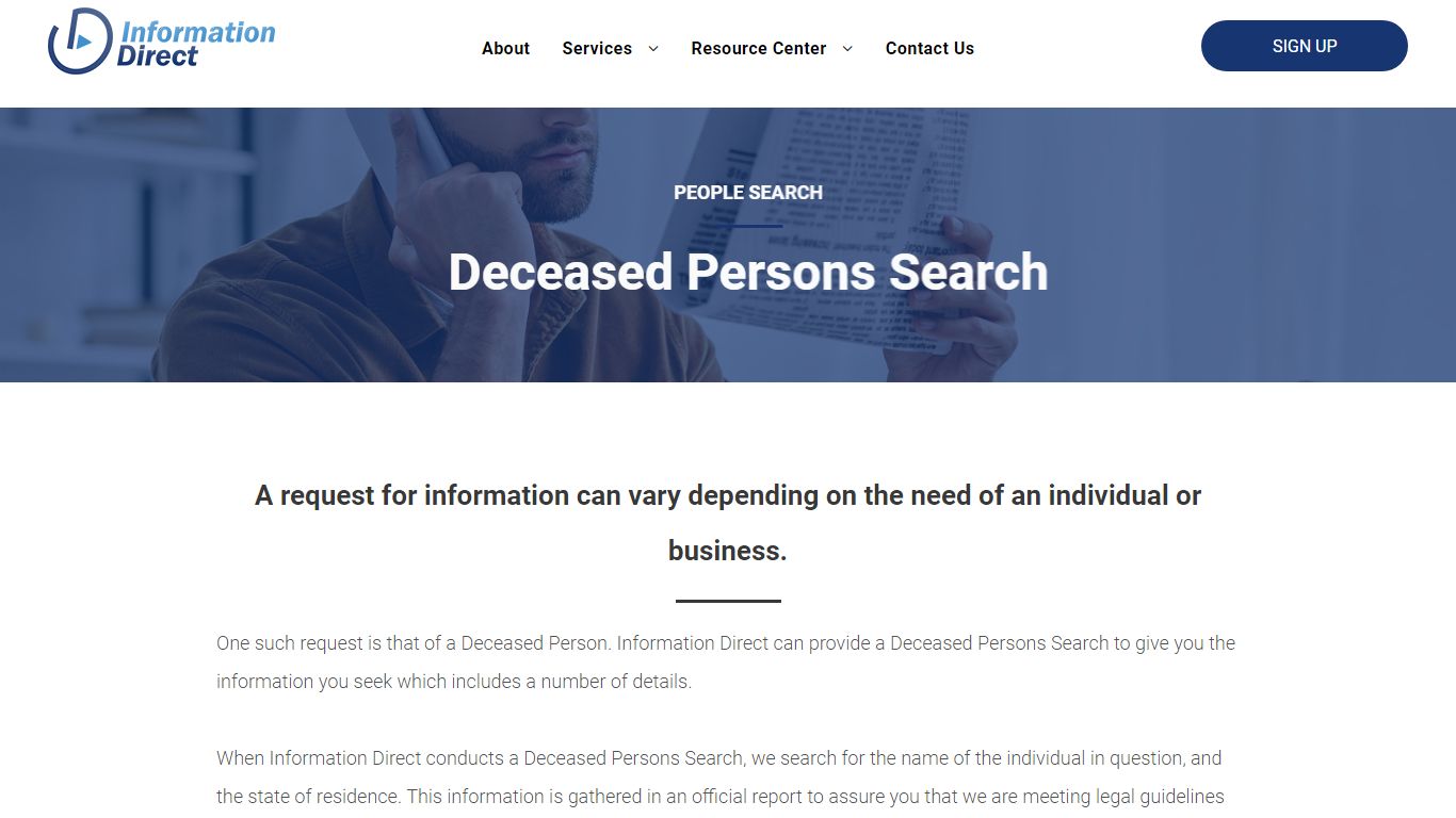 Deceased Persons Search | Information Direct