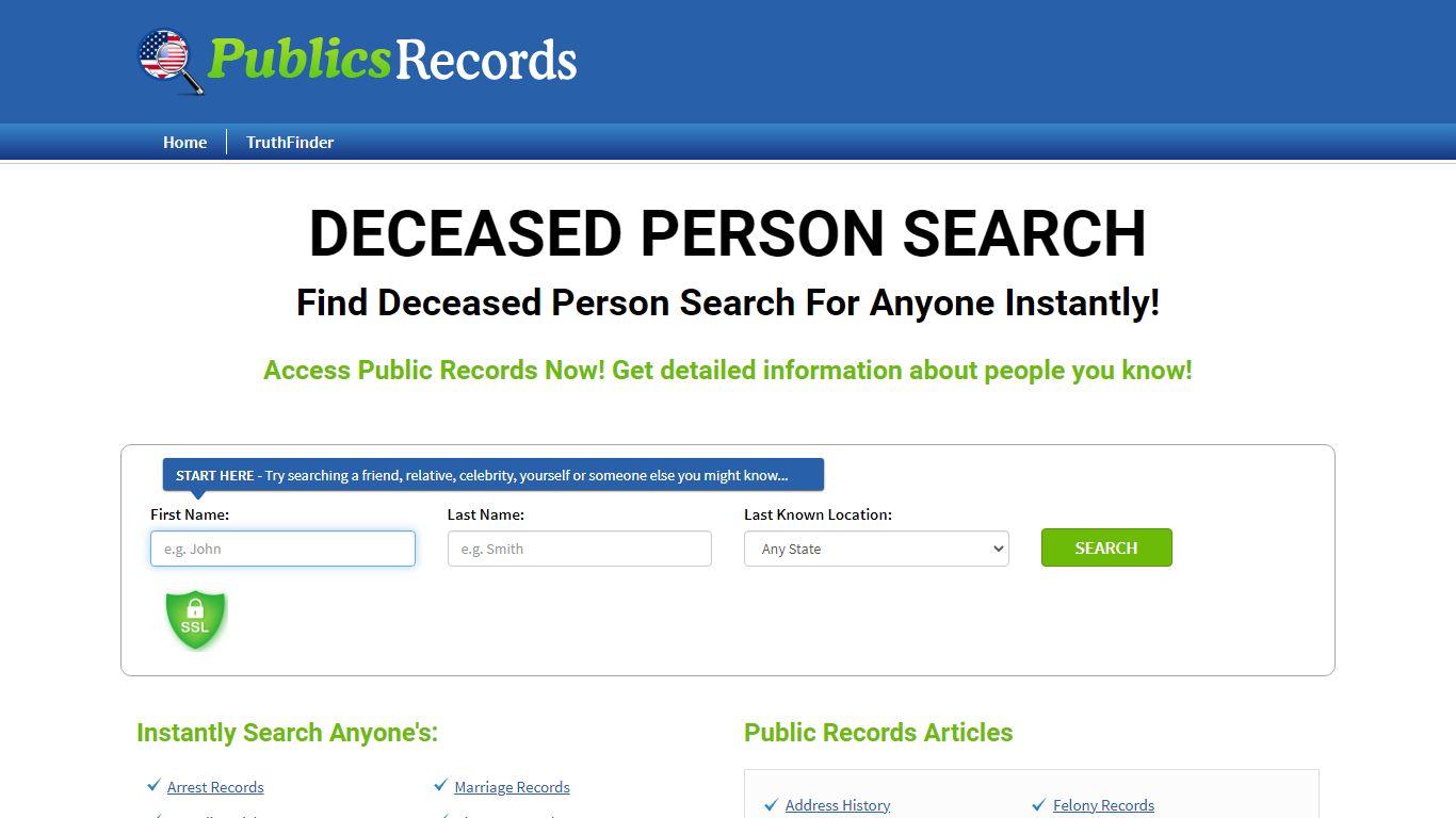 Find Deceased Person Search For Anyone Instantly!
